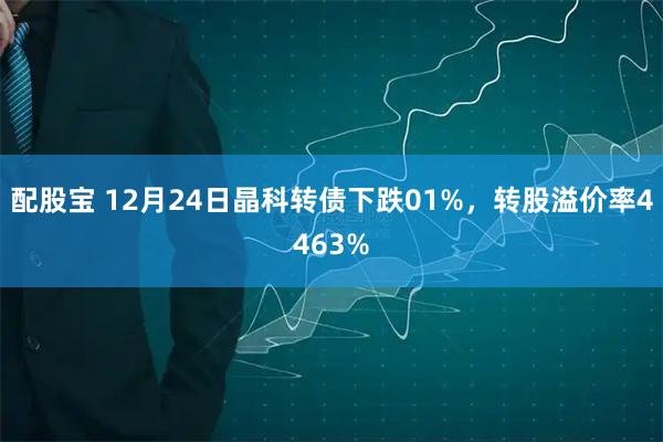 配股宝 12月24日晶科转债下跌01%，转股溢价率4463%